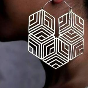 SILVER‎ BOHO HOOP EARRINGS SEVENTIES CHIC GLAM PARTY PRETTY DESIGN GIFT